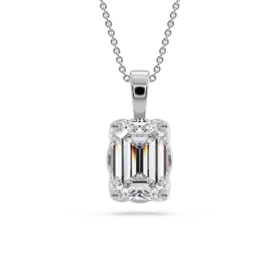 Emerald Diamond Solitaire Pendant