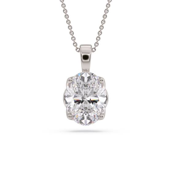 Oval Diamond Solitaire Pendant