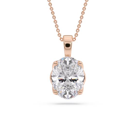 Oval Diamond Solitaire Pendant