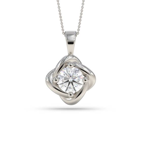 Love Knot Round Diamond Solitare Pendant