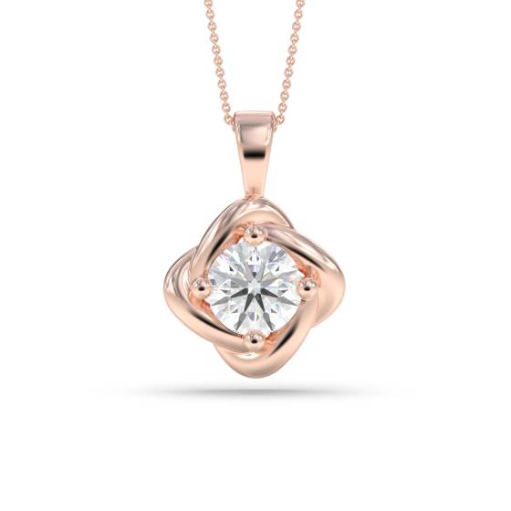 Love Knot Round Diamond Solitare Pendant