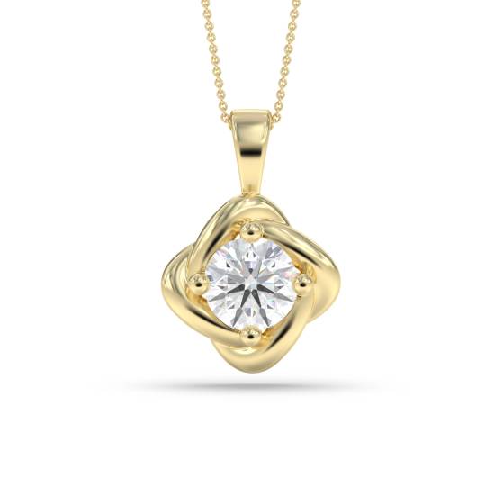 Love Knot Round Diamond Solitare Pendant