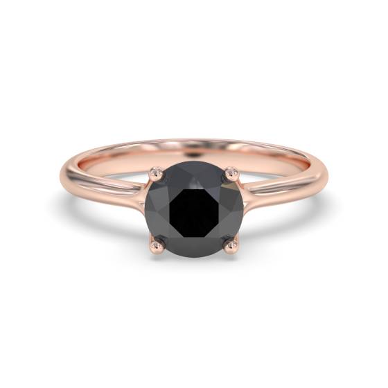 Round Black Diamond Solitaire Ring