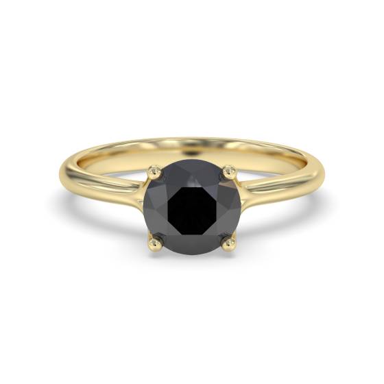 Round Black Diamond Solitaire Ring