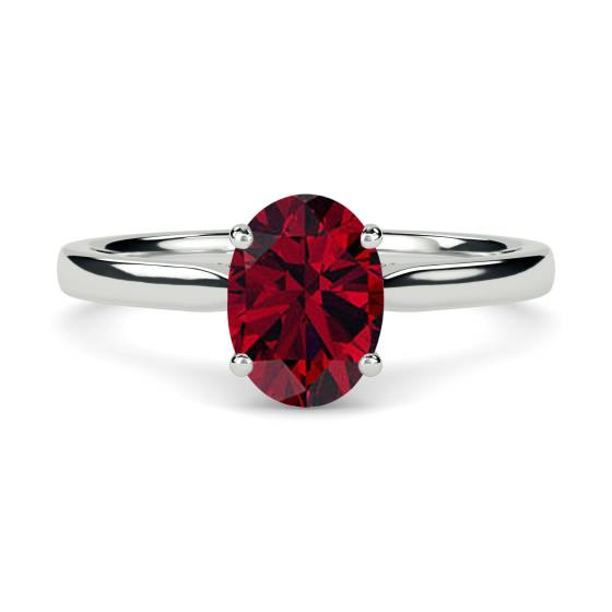 Classic Oval Ruby Solitaire Ring