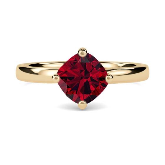 Classic Cushion ruby Solitaire Ring