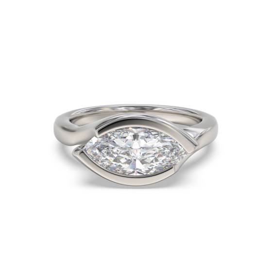 Marquise Diamond Bezel Set Engagement Ring