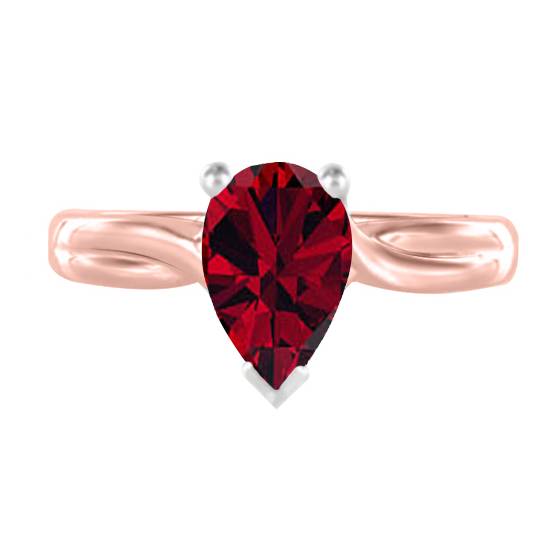 Classic Pear Ruby Solitaire Ring