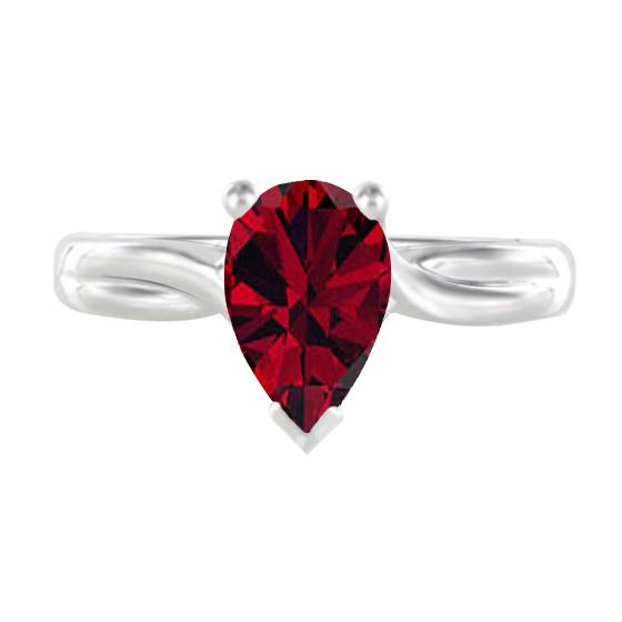 Classic Pear Ruby Solitaire Ring