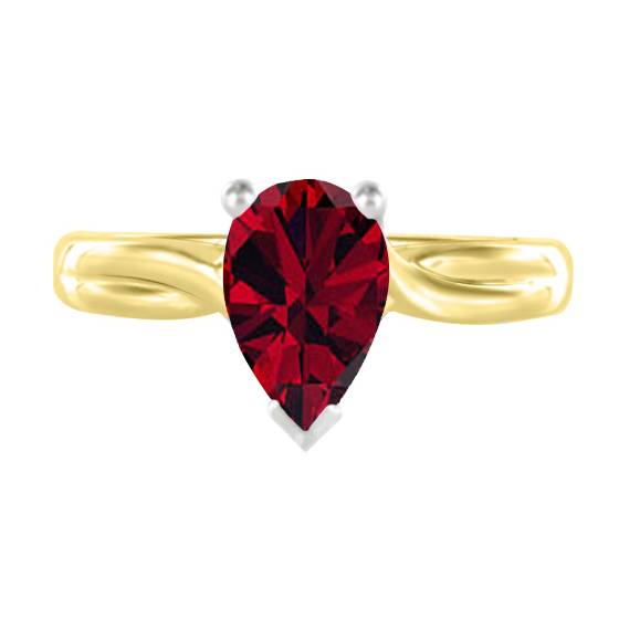 Classic Pear Ruby Solitaire Ring