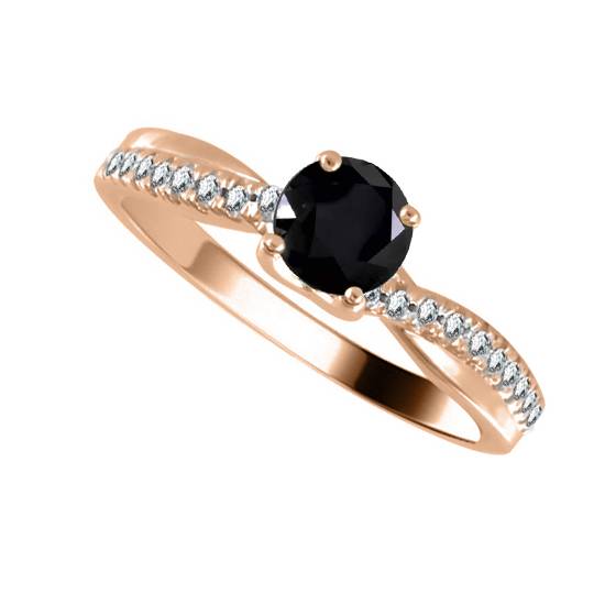 Round Black Diamond Shoulder Set Ring