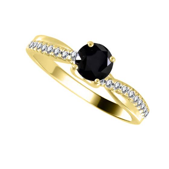 Round Black Diamond Shoulder Set Ring