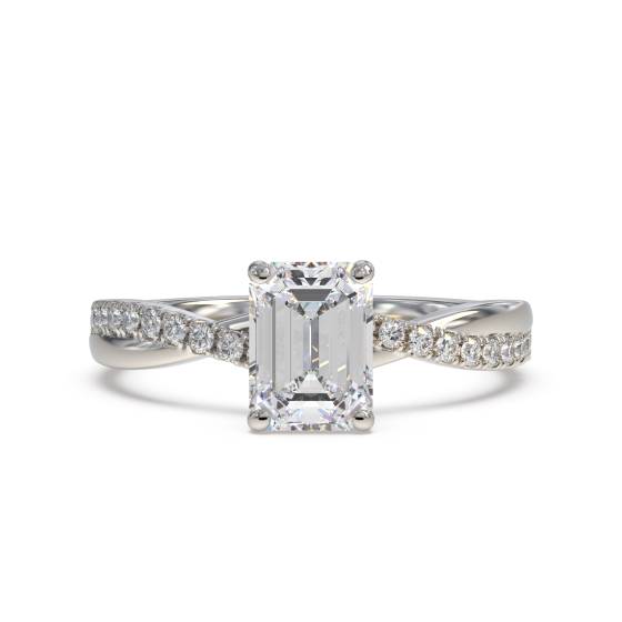 Infinity Emerald & Round Diamond Engagement Ring