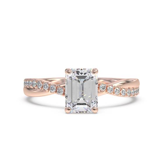 Infinity Emerald & Round Diamond Engagement Ring