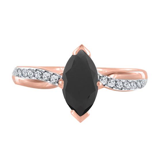 Black Diamond Shoulder Set Ring
