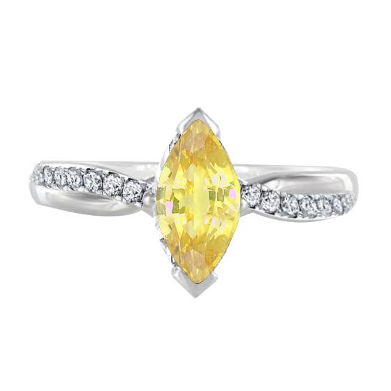 Fancy Yellow Marquise Diamond Single Halo Shoulder Set Ring