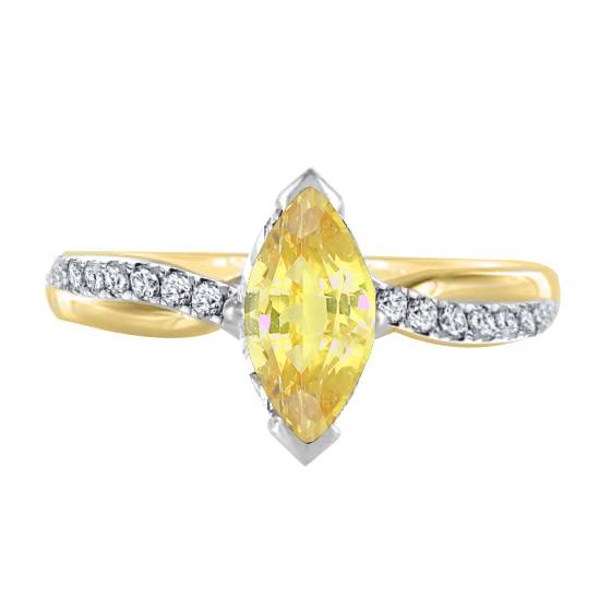 Fancy Yellow Marquise Diamond Single Halo Shoulder Set Ring