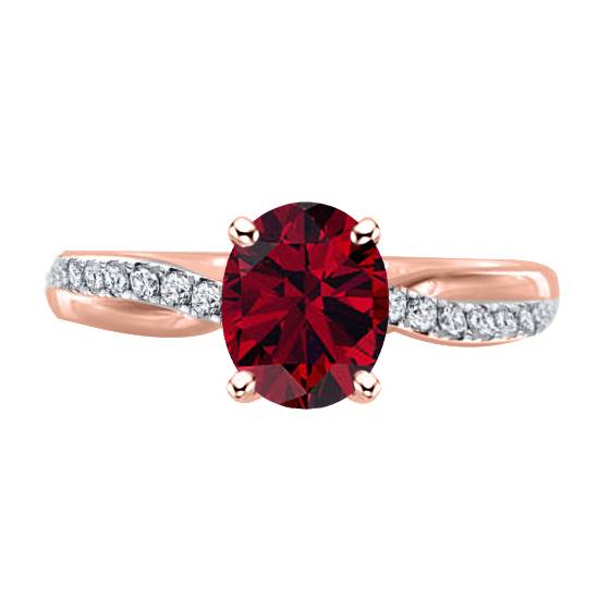 Classic Oval Ruby Shoulder Set Ring