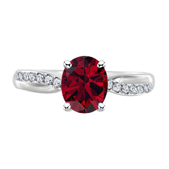 Classic Oval Ruby Shoulder Set Ring