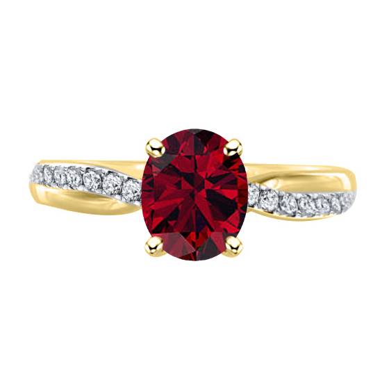 Classic Oval Ruby Shoulder Set Ring