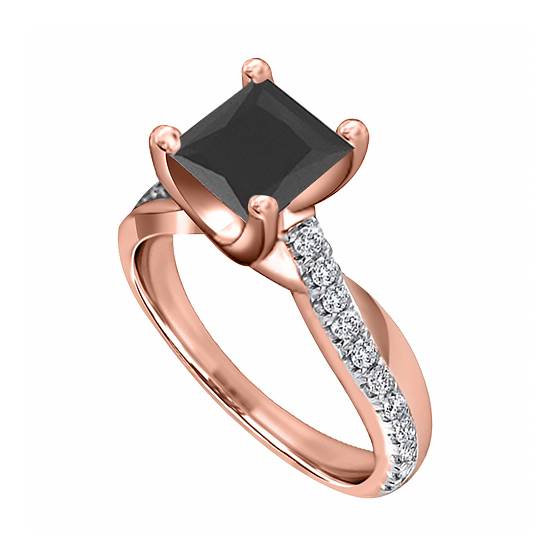 Black Diamond Shoulder Set Ring
