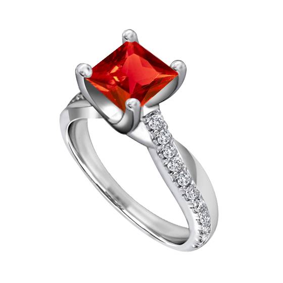 Classic Princess Ruby Shoulder Set Ring