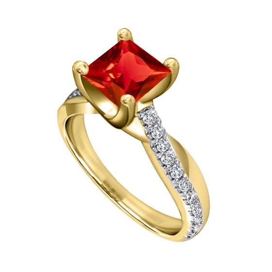 Classic Princess Ruby Shoulder Set Ring