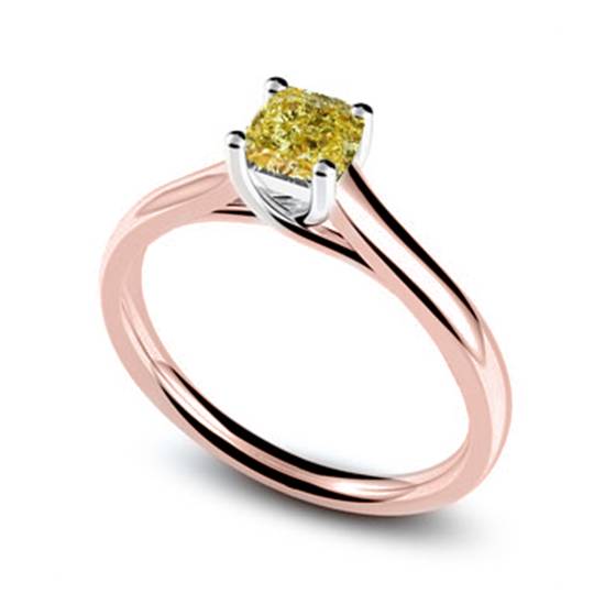 Elegant Fancy Yellow Cushion Diamond Engagement Ring