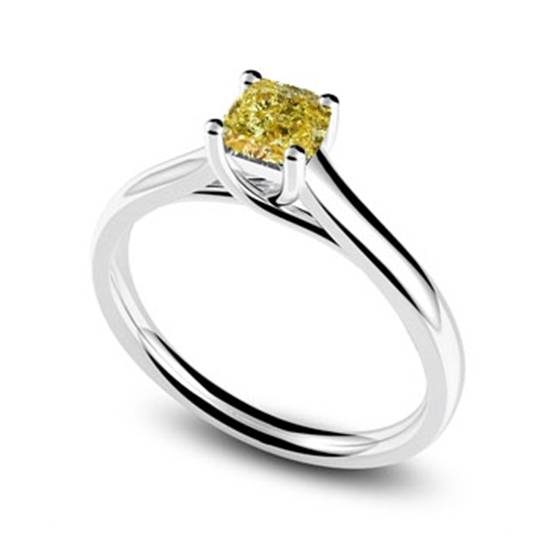 Elegant Fancy Yellow Cushion Diamond Engagement Ring