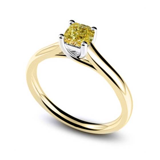 Elegant Fancy Yellow Cushion Diamond Engagement Ring