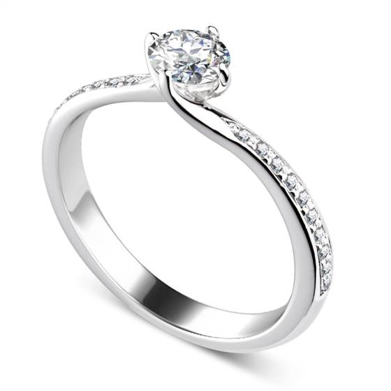 0.85ct VS1/G Natural Diamond Shoulder Set Ring in Platinum