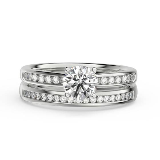 Round Diamond Shoulder Set Bridal Set