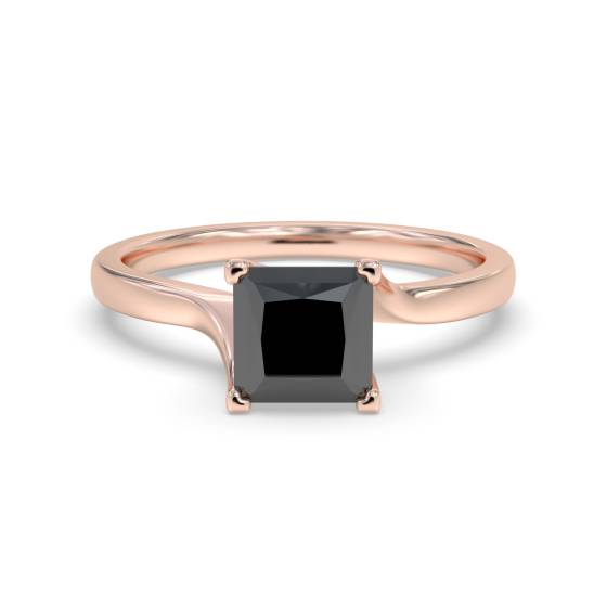 Princess Black Diamond Solitaire Ring