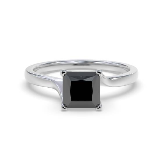 Princess Black Diamond Solitaire Ring