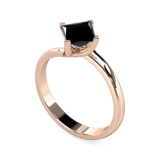Princess Black Diamond Solitaire Ring
