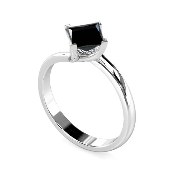 Princess Black Diamond Solitaire Ring