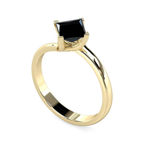Princess Black Diamond Solitaire Ring