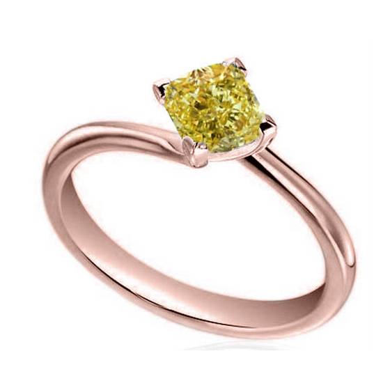 Elegant Fancy Yellow Cushion Diamond Engagement Ring