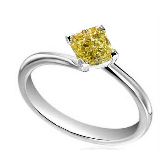Elegant Fancy Yellow Cushion Diamond Engagement Ring
