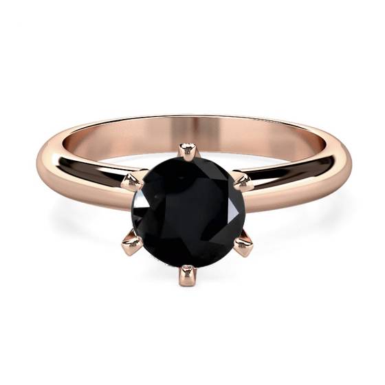 Round Black Diamond Solitaire Ring