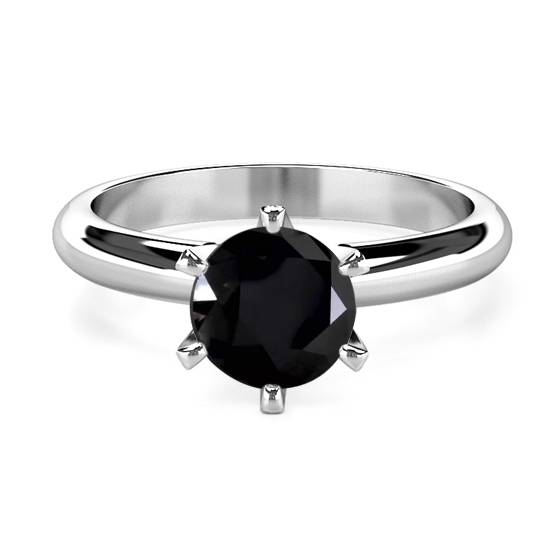 Round Black Diamond Solitaire Ring