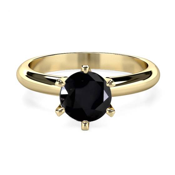 Round Black Diamond Solitaire Ring