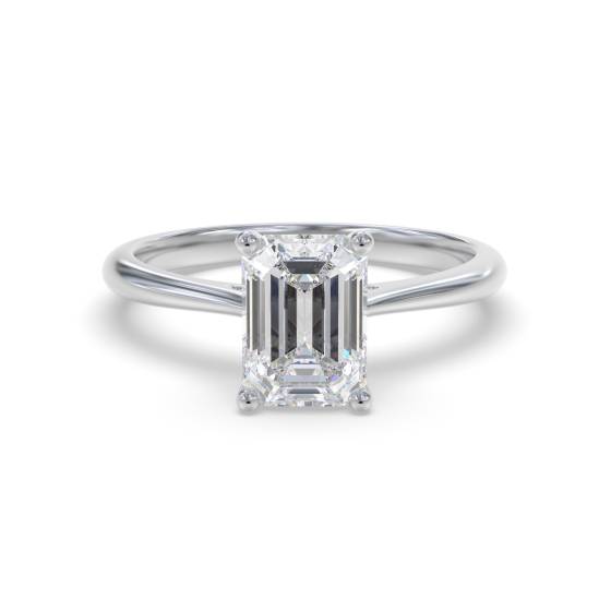 Emerald Diamond Solitaire Engagement Ring