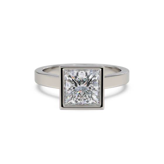Princess Diamond Bezel Set Engagement Ring