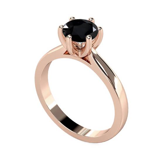 Round Black Diamond Solitaire Ring