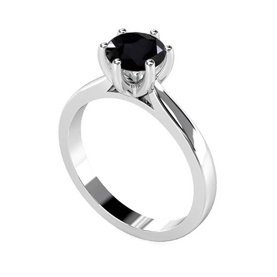 Round Black Diamond Solitaire Ring
