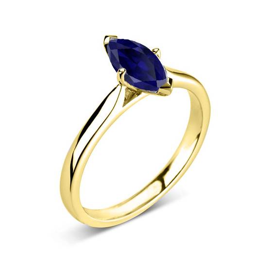 Fancy Blue Marquise Sapphire Diamond Solitaire Ring
