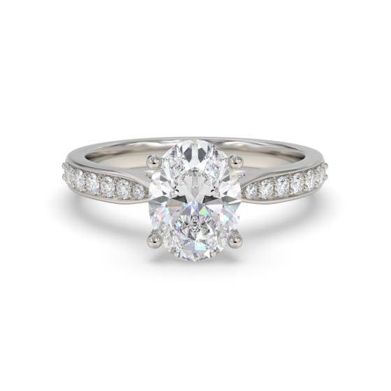 Oval Diamond Shoulder Set Engagement Ring