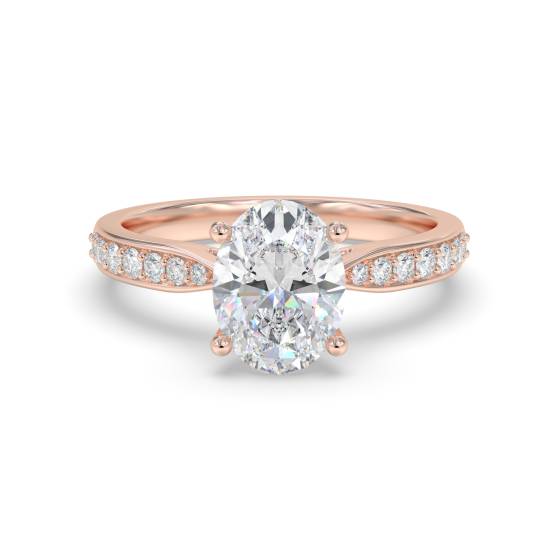 Oval Diamond Shoulder Set Engagement Ring