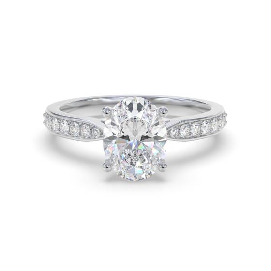 Oval Diamond Shoulder Set Engagement Ring